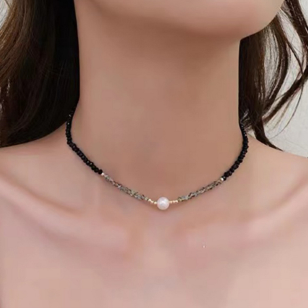 Crystal Glass Beaded & Pearl Choker