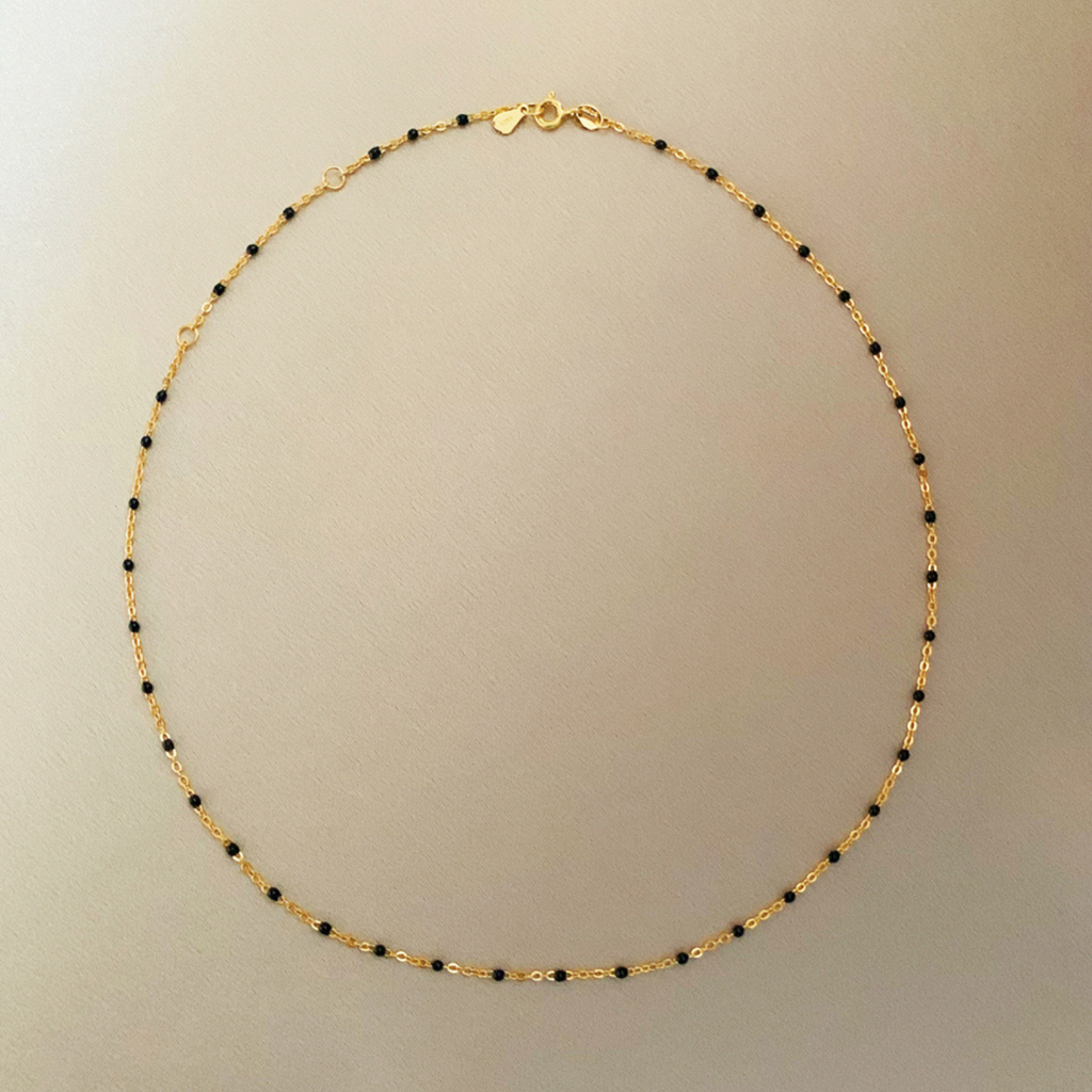 Little Black Beads Gold Choker