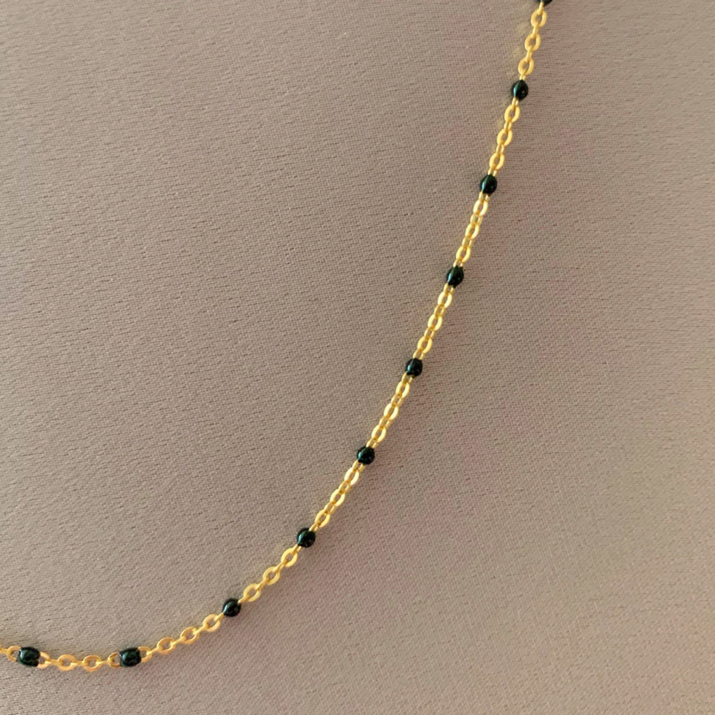 Little Black Beads Gold Choker