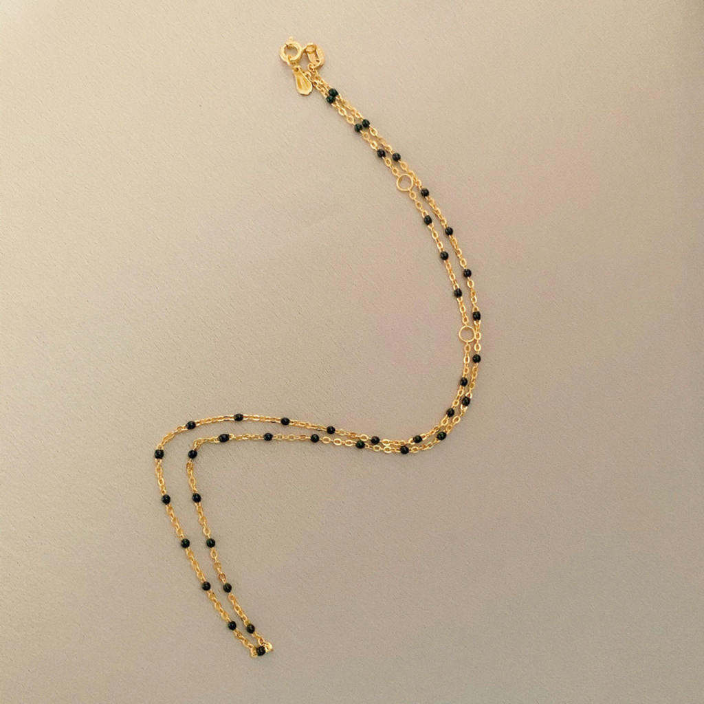 Little Black Beads Gold Choker