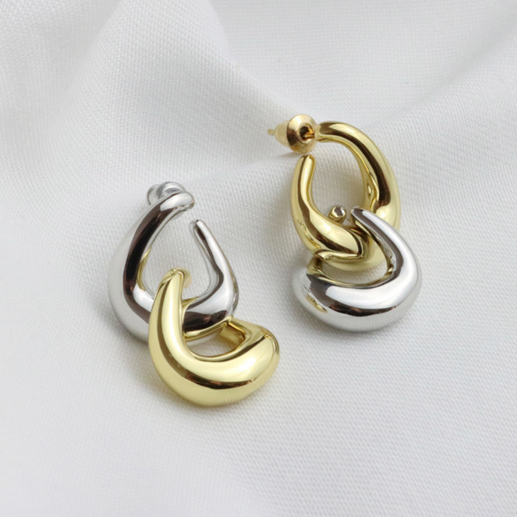 Double Hoops Bicolor Earring