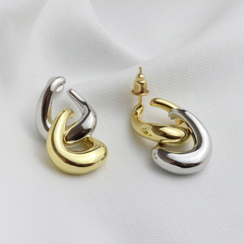 Double Hoops Bicolor Earring