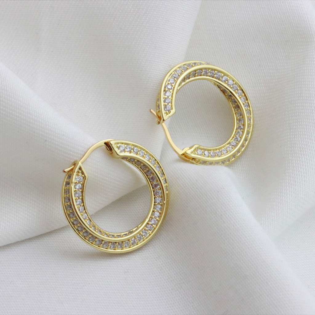 Curved Diamond Hoop Earring