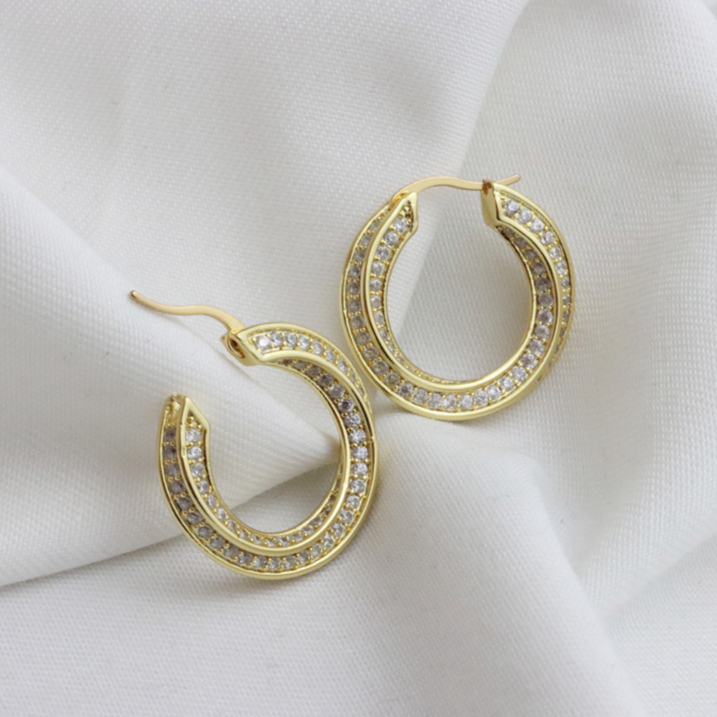 Curved Diamond Hoop Earring