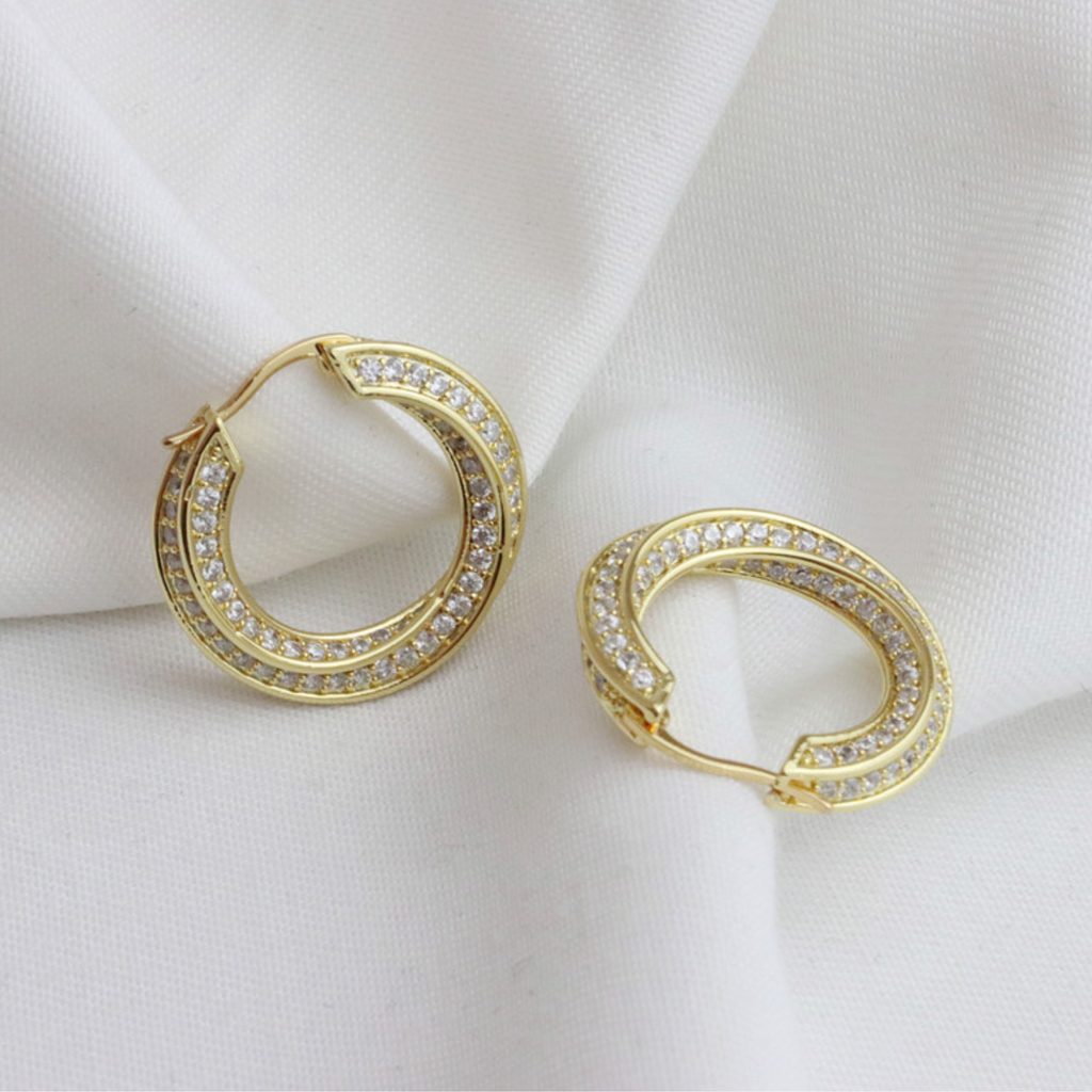 Curved Diamond Hoop Earring