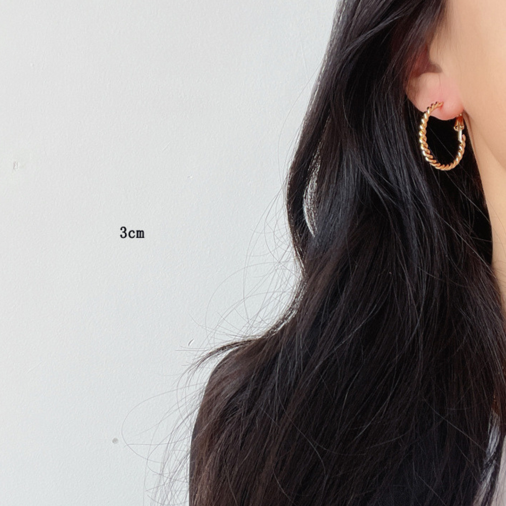 Gold Twist Slim Hoop Earring