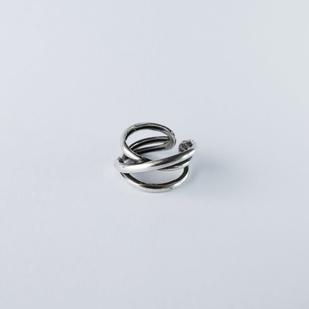 s925 Line Cross Ring